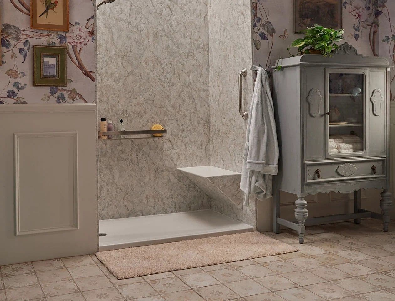 Shower with bench